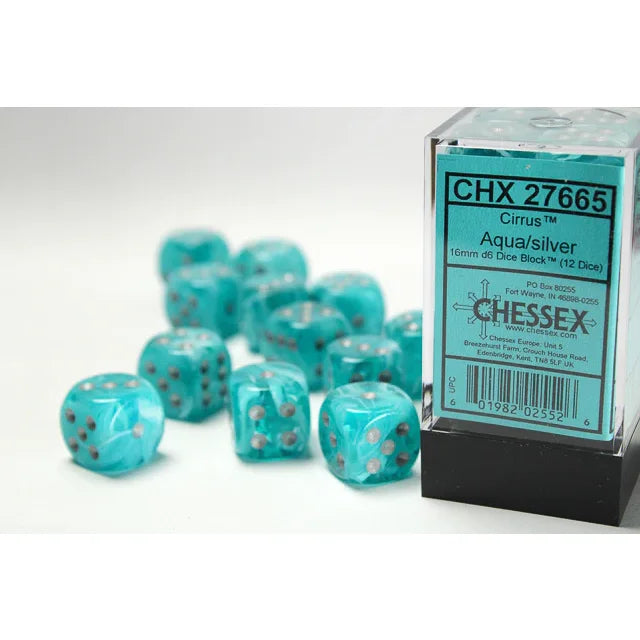 Chessex - 16mm - 12 Dice - Verschiedene Farben Cirrus Aqua