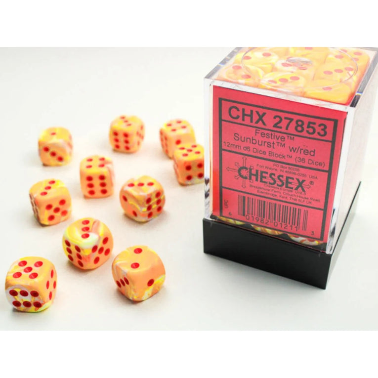 Chessex - 16mm - 12 Dice - Verschiedene Farben Festive