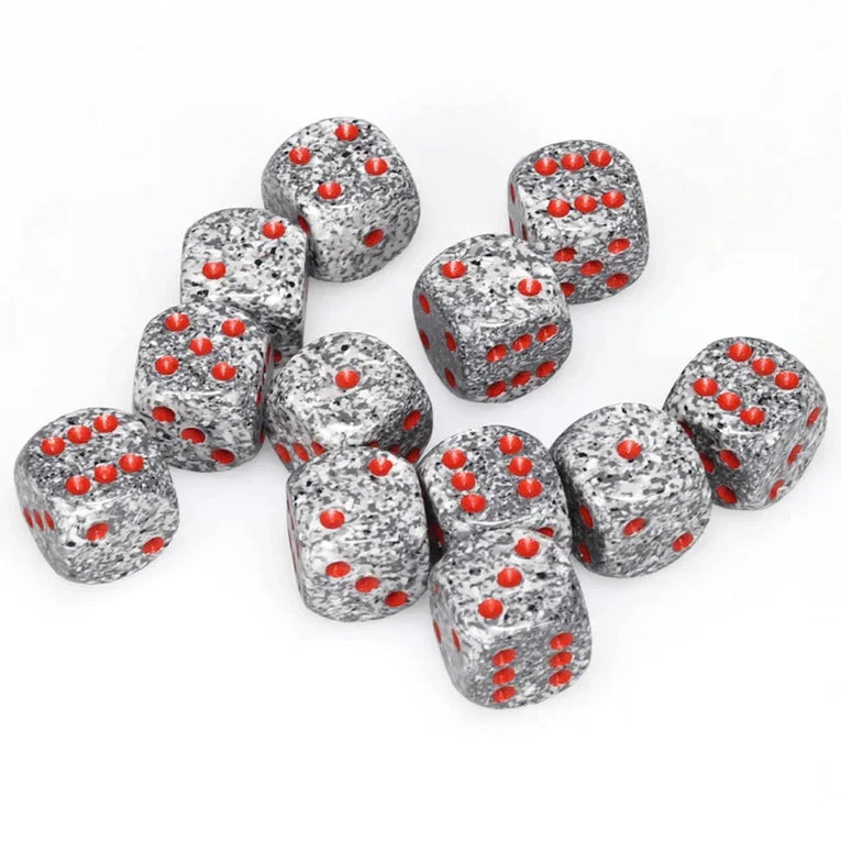 Chessex - 16mm - 12 Dice - Verschiedene Farben speckled