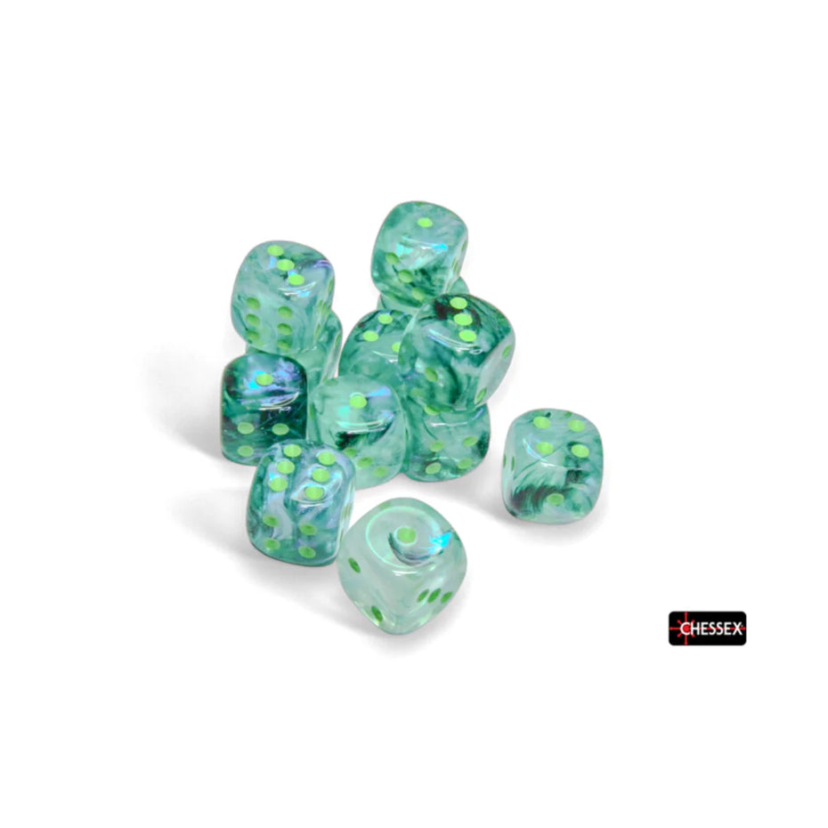 Chessex - 16mm D6 - Dice Block - Borealis Kelp/Light Green