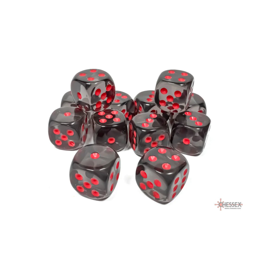 Chessex - 16mm D6 - Dice Block - Translucent Smoke/Red TCG