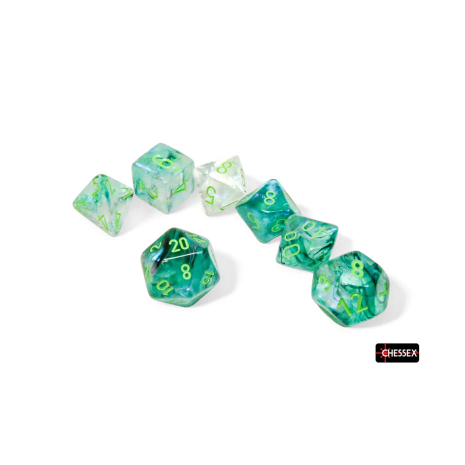 Chessex - 7-Die Set - Borealis Kelp/Light Green TCG Zubehör