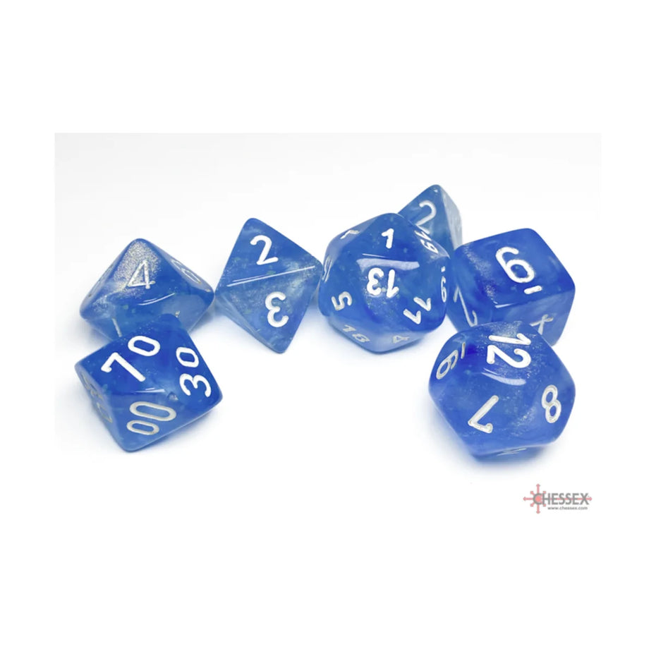 Chessex - 7-Die Set - Borealis Sky Blue/White TCG Zubehör
