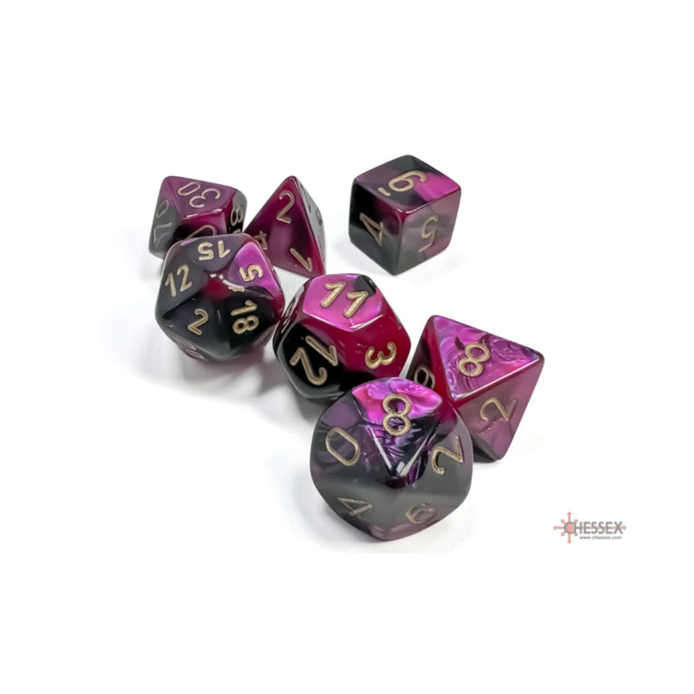 Chessex - 7-Die Set - Gemini Black-Purple/Gold TCG Zubehör