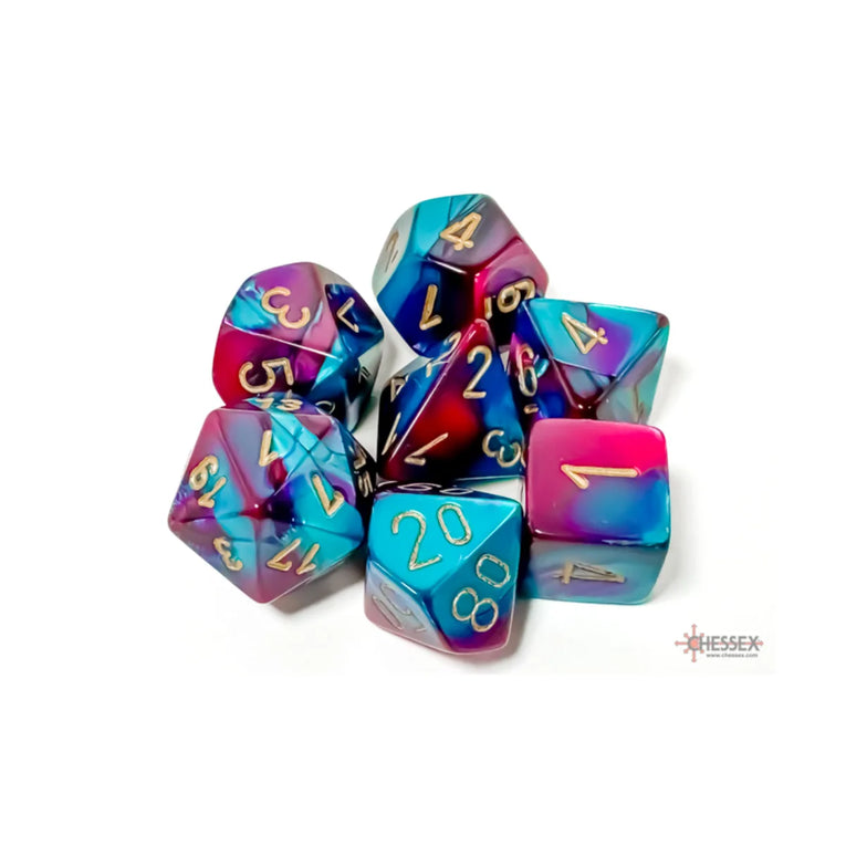 Chessex - 7-Die Set - Gemini Purple-Teal/Gold TCG Zubehör