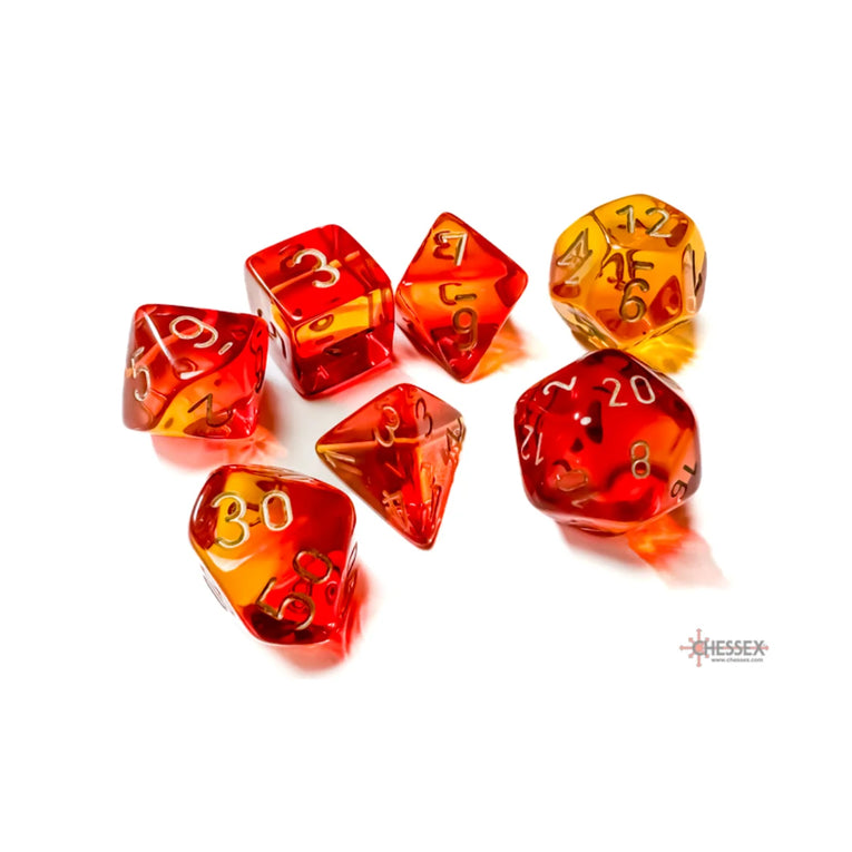 Chessex - 7-Die Set - Gemini Translucent Red-Yellow/Gold
