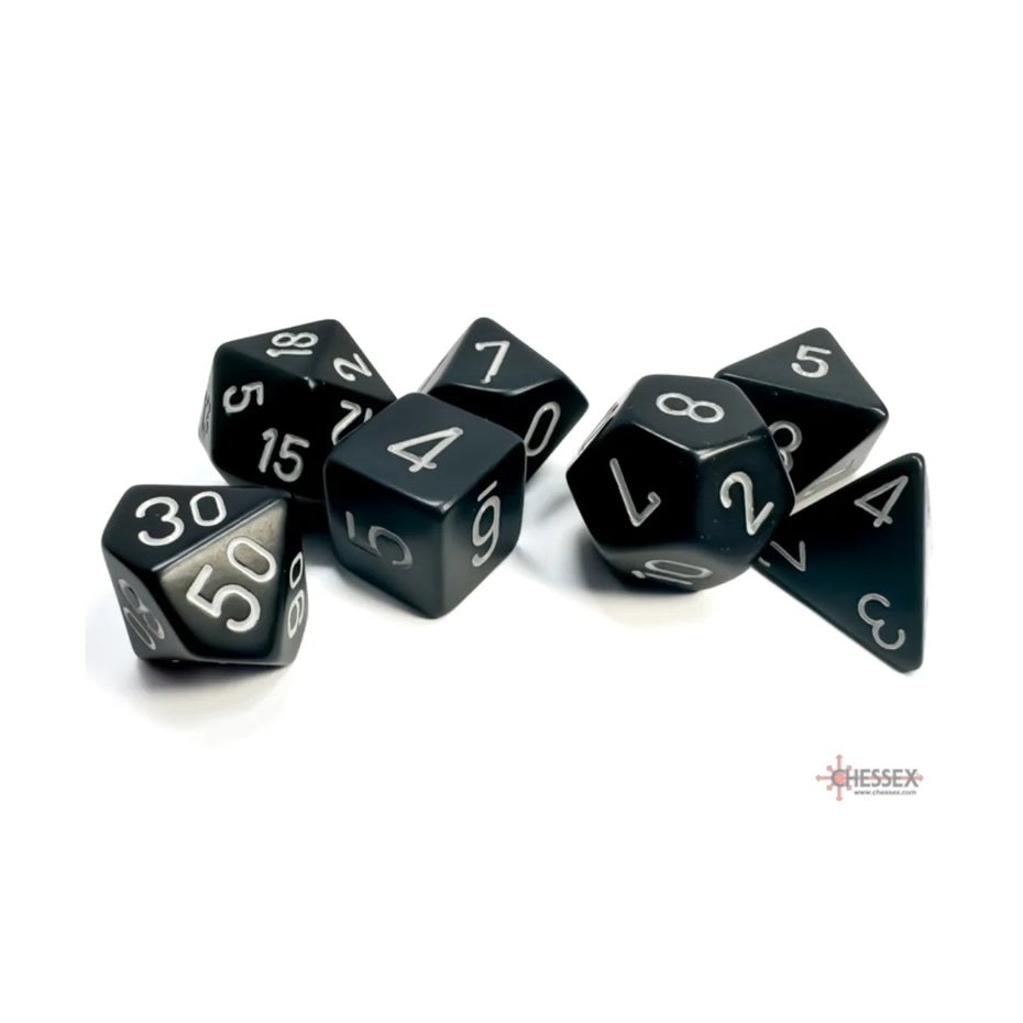 Chessex - 7-Die Set - Opaque Black/White TCG Zubehör
