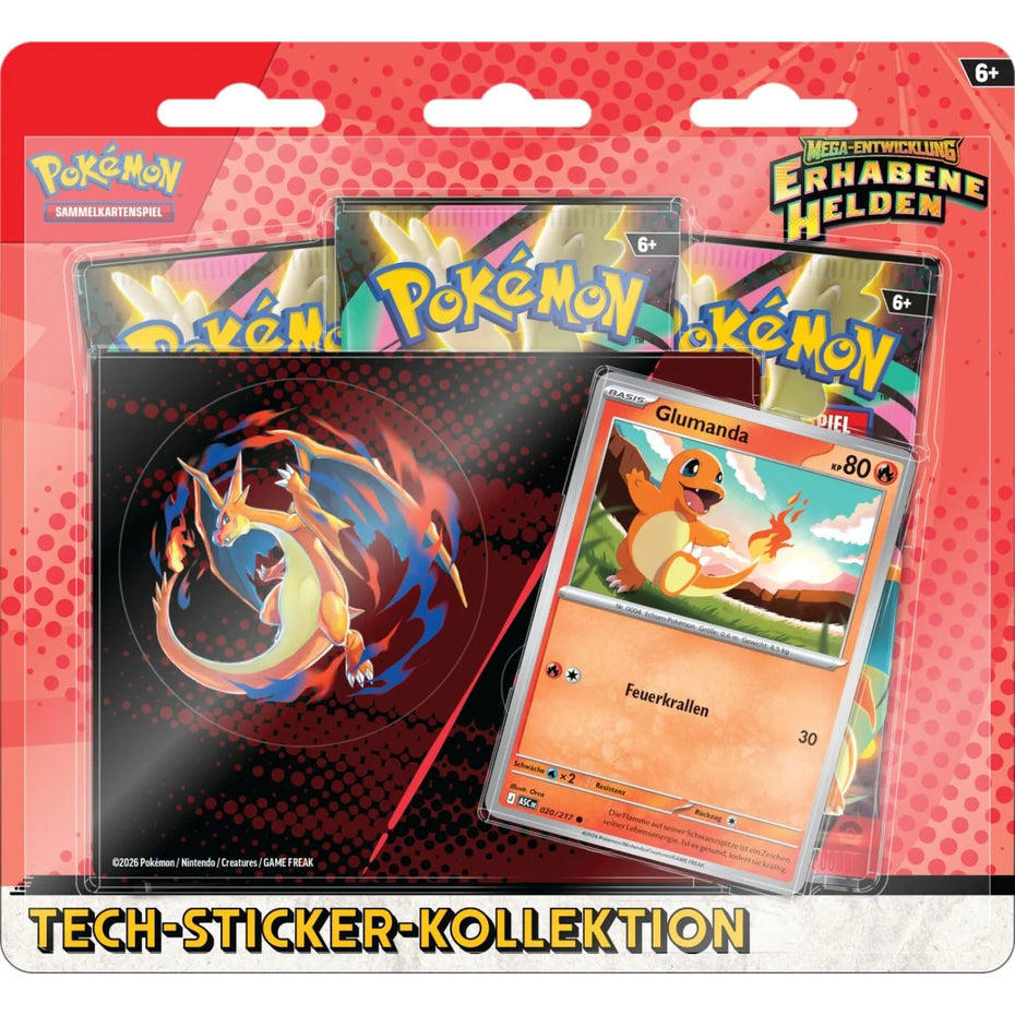 Pokémon Erhabene Helden Tech Sticker Kollektion DE Glumanda