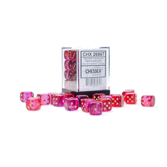 Chessex - 12mm - 36 Dice Translucent Red-Violet TCG Zubehör