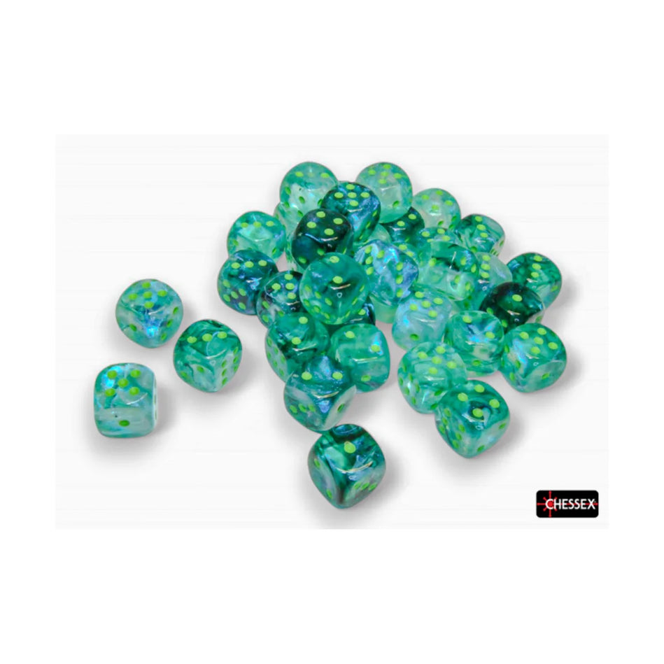 Chessex - 12mm D6 - Dice Block - Borealis Kelp/Light Green