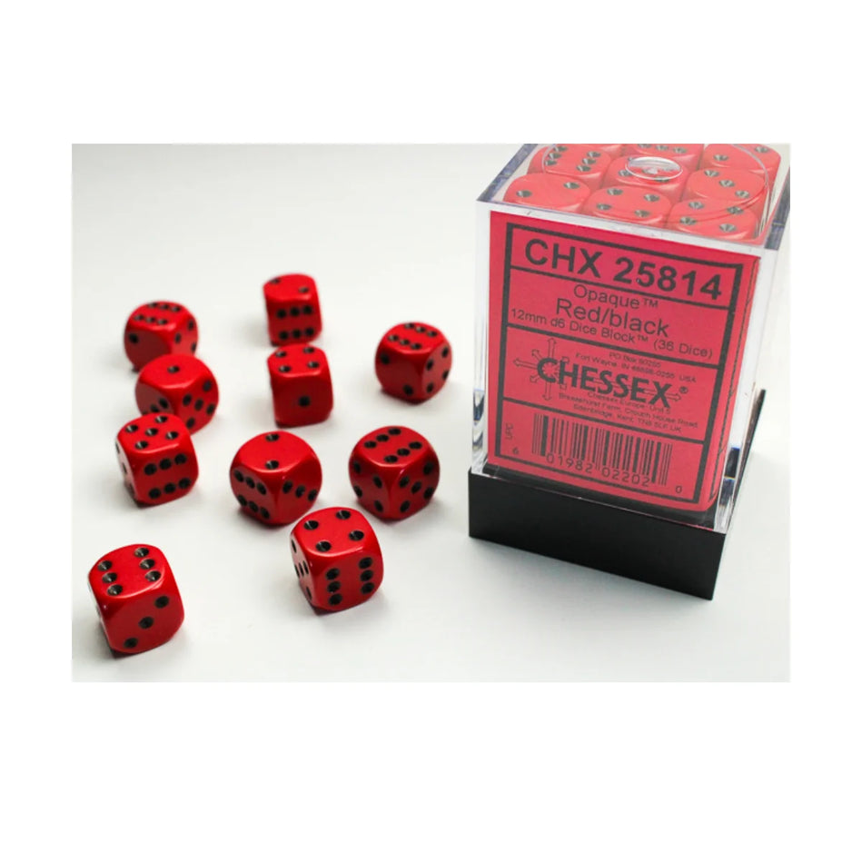 Chessex - 12mm D6 - Dice Block - Opaque Red/Black TCG