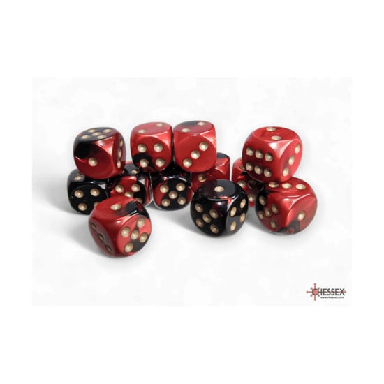 Chessex - 16mm D6 - Dice Block - Gemini Black-Red/Gold TCG
