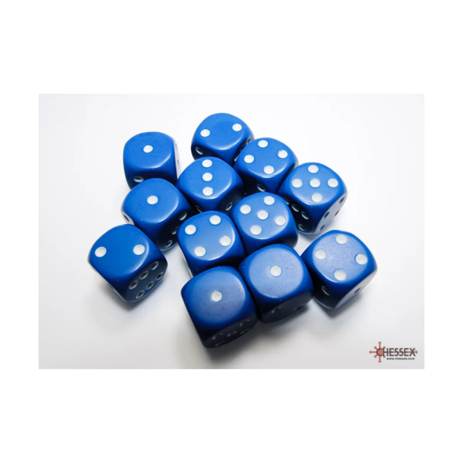 Chessex - 16mm D6 - Dice Block - Opaque Blue/White TCG