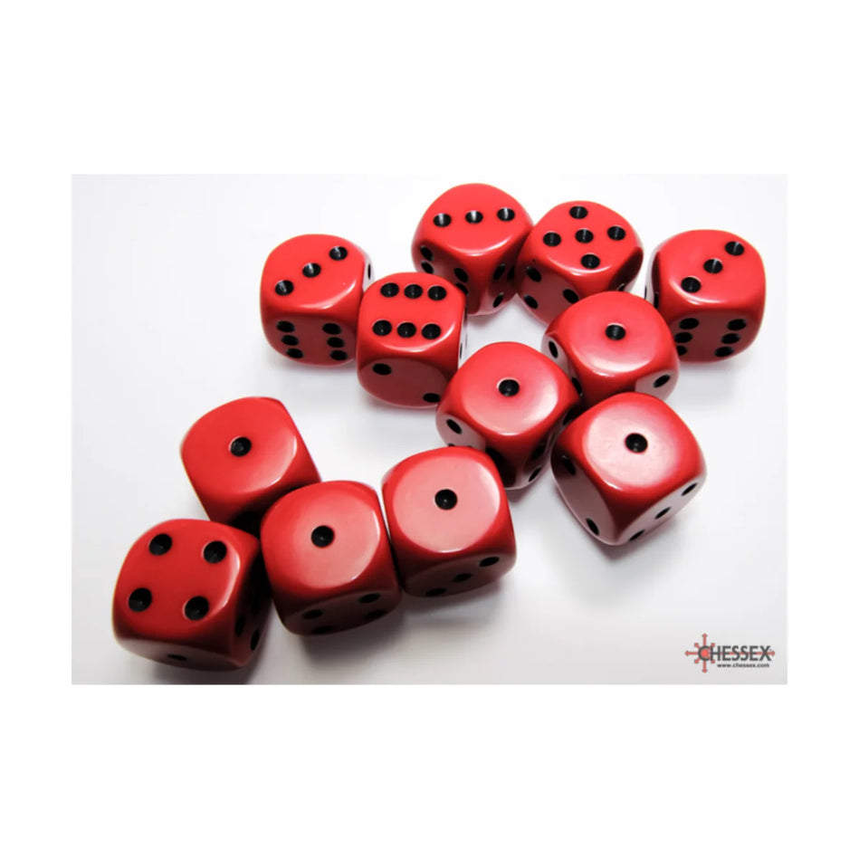 Chessex - 16mm D6 - Dice Block - Opaque Red/Black TCG