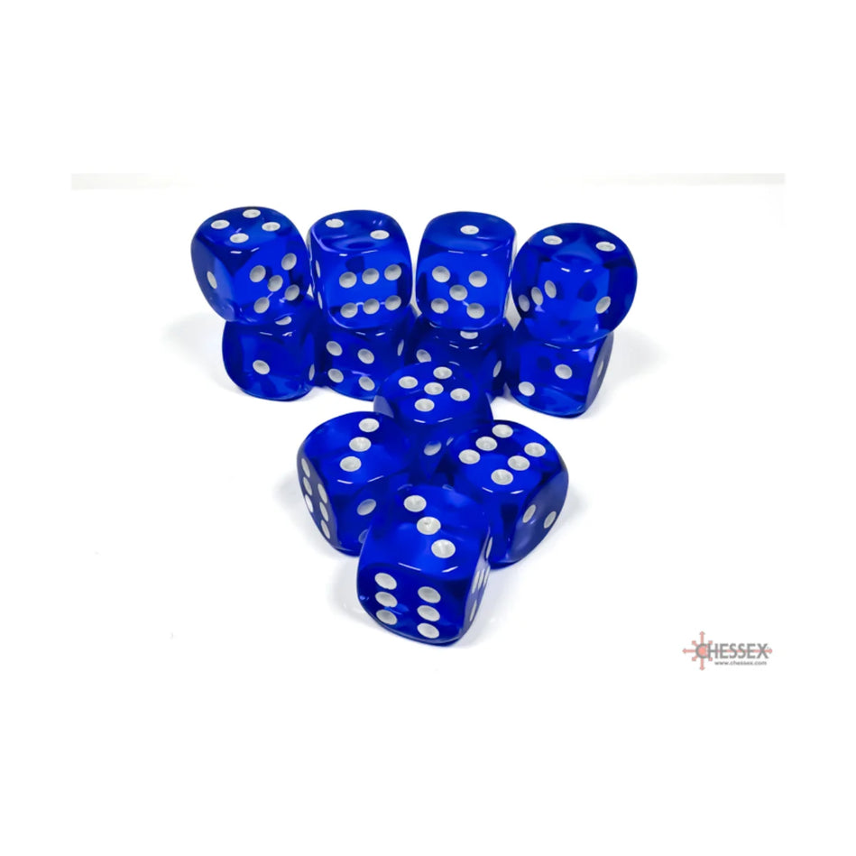 Chessex - 16mm D6 - Dice Block - Translucent Blue/White TCG