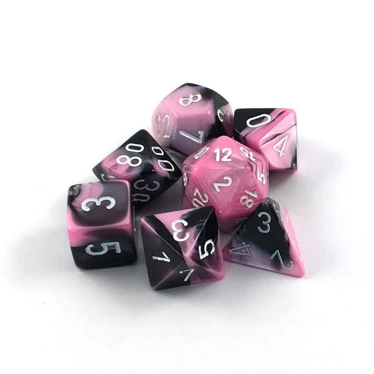 Chessex - 7-Die Set Gemini - Black-Pink/white Pen & Paper