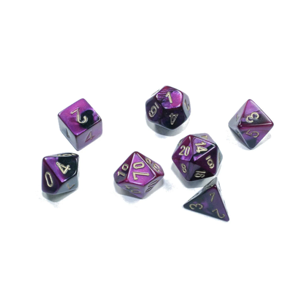 Chessex - 7-Die Set Gemini - Black-Purple /gold Pen & Paper