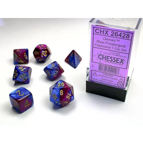 Chessex - 7-Die Set Gemini- Blue/Purple Pen & Paper