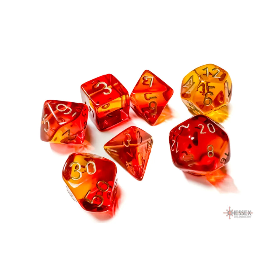 Chessex - 7-Die Set - Gemini Translucent Red-Yellow/Gold