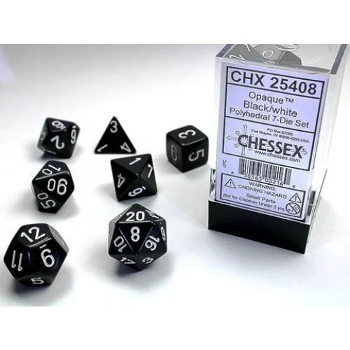 Chessex - 7-Die Set Opaque - Black Pen & Paper