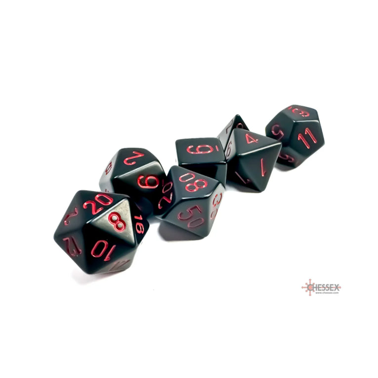 Chessex - 7-Die Set - Opaque Black/Red TCG Zubehör