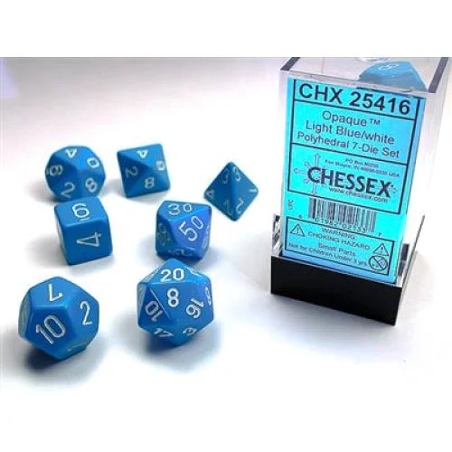 Chessex - 7-Die Set Opaque - Light Blue/white Pen & Paper