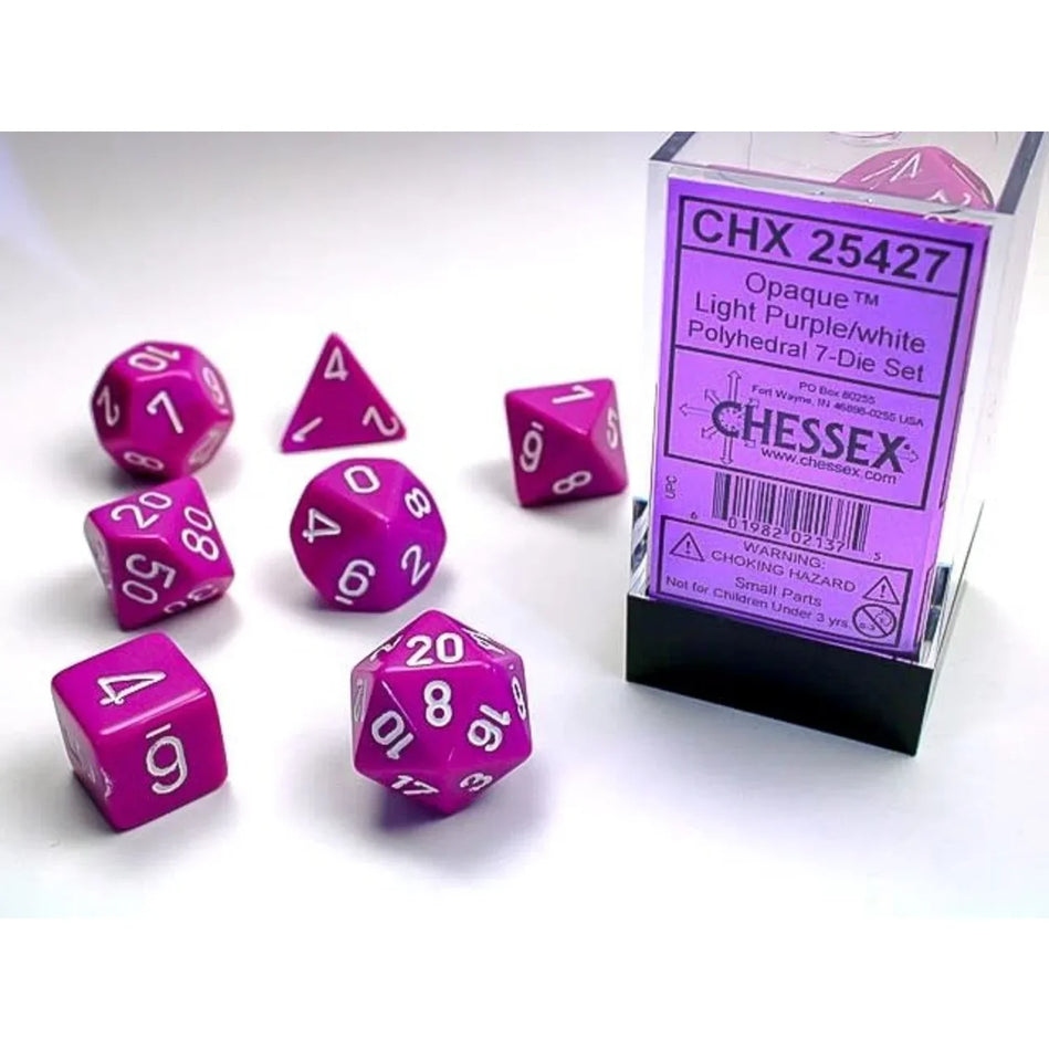 Chessex - 7-Die Set Opaque - Light Purple/white Pen & Paper