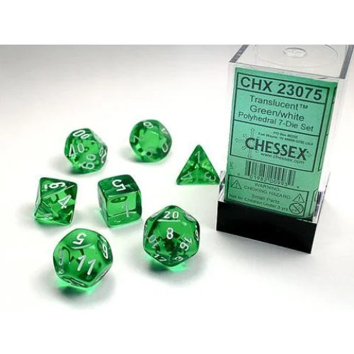 Chessex - 7-Die Set Tranclucent - Green Pen & Paper