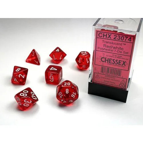 Chessex - 7-Die Set Tranclucent - Red Pen & Paper