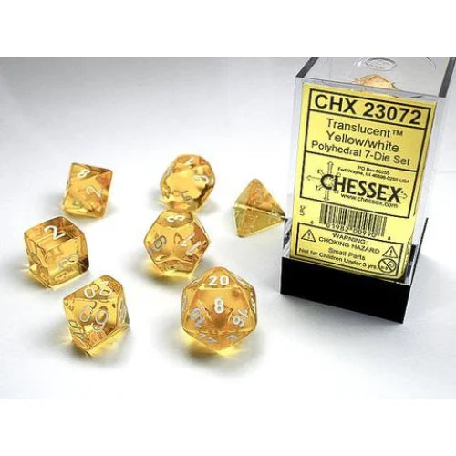 Chessex - 7-Die Set Tranclucent - Yellow Pen & Paper