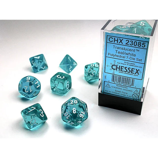 Chessex - 7-Die Set Translucent - Teal/white Pen & Paper