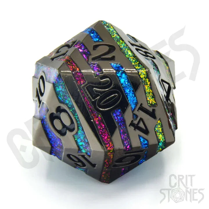 CritStones 33mm D20 Rainbow Rift Rollenspiele Zubehör