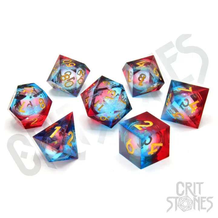 CritStones Liquid Core RPG Dice Set Fire and Ice