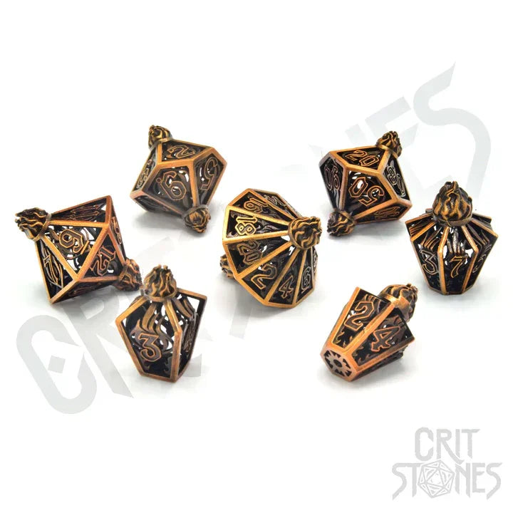 CritStones Metall RPG Dice Set Elixerium Brass Rollenspiele