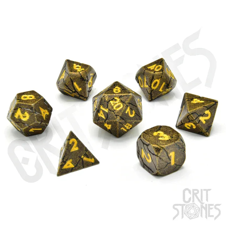 CritStones Metall RPG Dice Set Golden Breach Rollenspiele