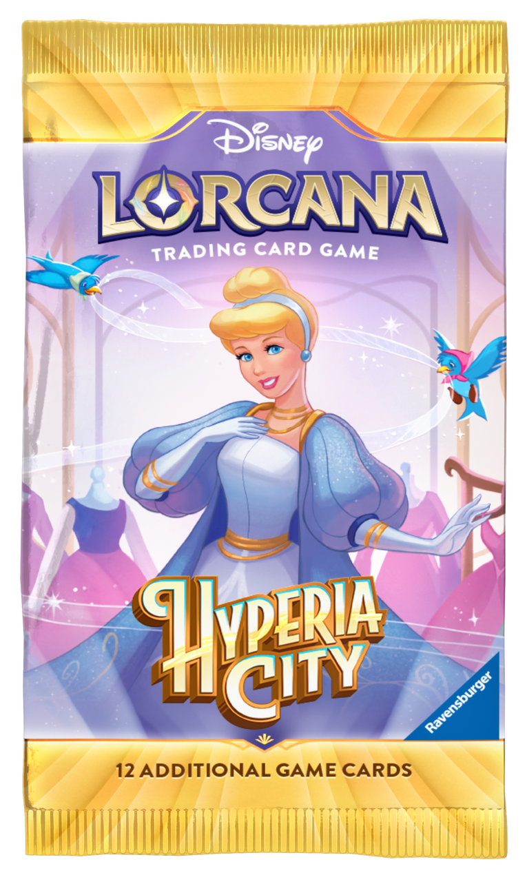Disney Lorcana Hyperia City (Set 14) Booster - EN – Beispielmotiv Cinderella; zufälliges Verpackungsmotiv